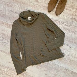 Anthro PAPER CRANE Waffle Knit Cowl Neck Top, Sz L